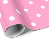 Elegantes Hot Pink Template Weißpolka Dots Glossy Geschenkpapier (Rolleneckpunkt)