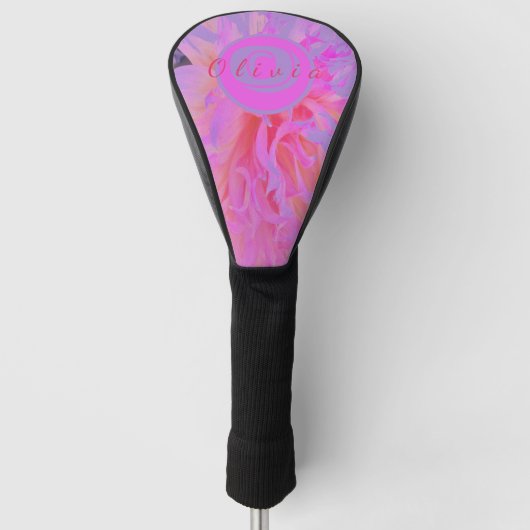 Elegantes Hot Pink und Magenta Decorative Dahlia G Golf Headcover (Vorderseite)