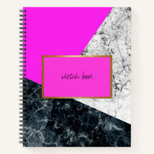 Elegantes Hot Pink und Marmor Sketch Book Notizblock