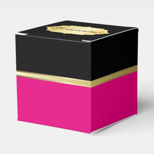Elegantes Hot Pink und Schwarz Geschenkschachtel (Vorderseite)