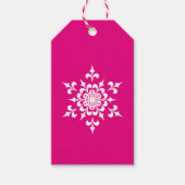 Elegantes Hot Pink und weiße Weihnachtsschneeflock Geschenkanhänger (Vorderseite)