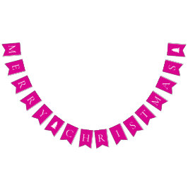 Elegantes Hot Pink White Frohe Weihnachten Wimpelkette