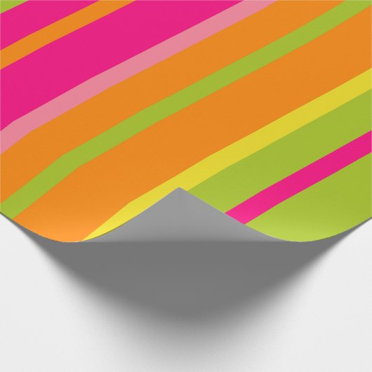 Elegantes Hot Pink, Zitronengrün, tiefe Orange Str Geschenkpapier (Ecke)
