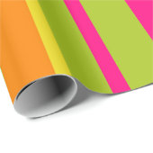 Elegantes Hot Pink, Zitronengrün, tiefe Orange Str Geschenkpapier (Rolleneckpunkt)