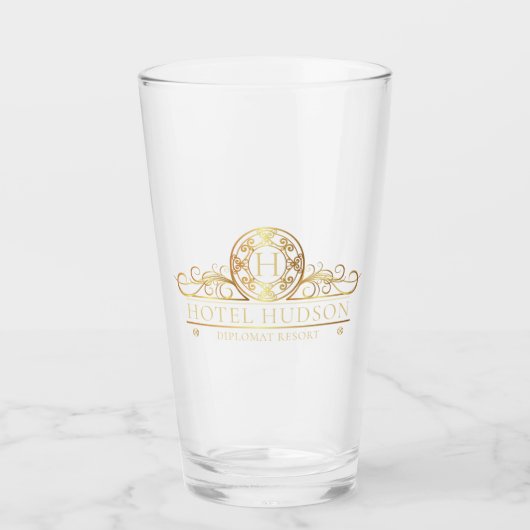 Elegantes Hotel Business Gold Glas (Vorderseite)
