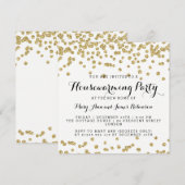 Elegantes Housewarming Party Gold Glitzer Confetti Einladung (Vorne/Hinten)