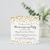 Elegantes Housewarming Party Gold Glitzer Confetti Einladung (Stehend Vorderseite)