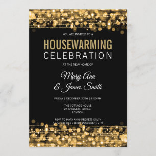 Elegantes Housewarming Party Gold Lights & Glitzer Einladung