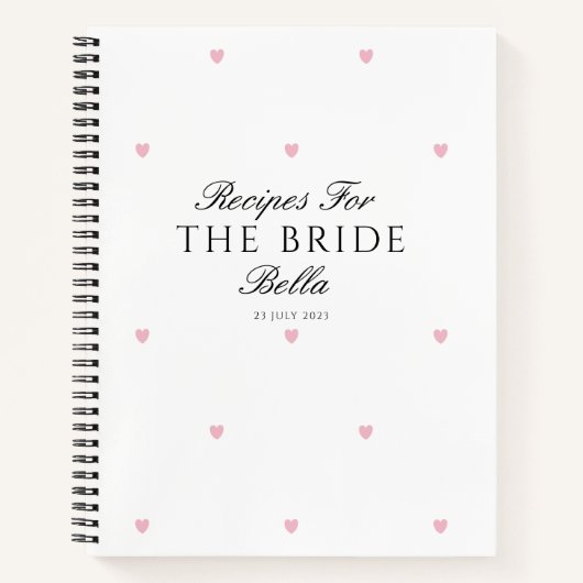 Elegantes Hübsch Hearts Brautparty Rezept Notizblock (Vorderseite)