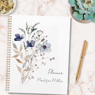 Elegantes hübsches blaues Blumenbouquet Floral 202 Planer