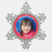 Elegantes Hübsches festliches Foto Schneeflocken Zinn-Ornament (Vorderseite)