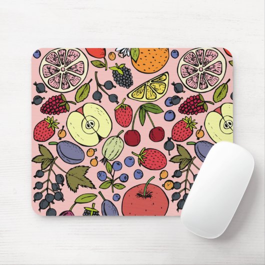 Elegantes Hübsches Fruchtmuster Wasserfarbe Rosa Mousepad (Mit Mouse)