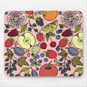 Elegantes Hübsches Fruchtmuster Wasserfarbe Rosa Mousepad (Vorne)