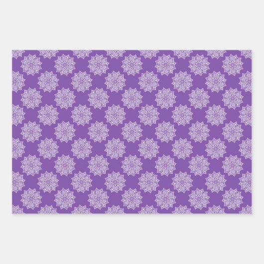 Elegantes, hübsches, gürtellila Mandala-Muster Geschenkpapier Set (Vorderseite)