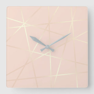 Elegantes hübsches Rosengold u. erröten rosa Quadratische Wanduhr