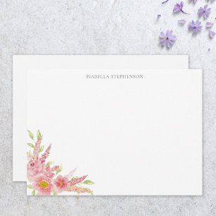 Elegantes hübsches Wasserfarben-Rosé-Blumenmuster  Mitteilungskarte