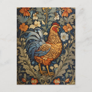 Elegantes Huhn William Morris Inspiriert Floral Postkarte