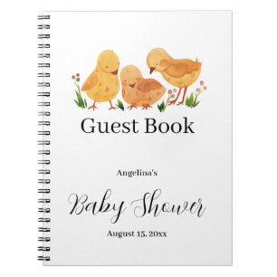 Elegantes Hühnchen Baby Shower Gästebuch Notizblock