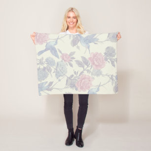 Elegantes Hummingbird & Floral Garden Muster Leere Fleecedecke