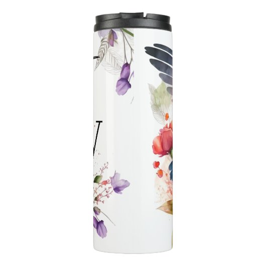 Elegantes Hummingbird Monogramm mit Namen Thermosbecher (Rückseite)