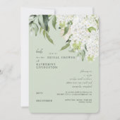 Elegantes Hydrangea Light Sage Brautparty Einladung (Vorderseite)