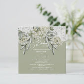 Elegantes Hydrangea Sage Square Brautparty Einladung (Stehend Vorderseite)