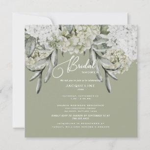 Elegantes Hydrangea Sage Square Brautparty Einladung