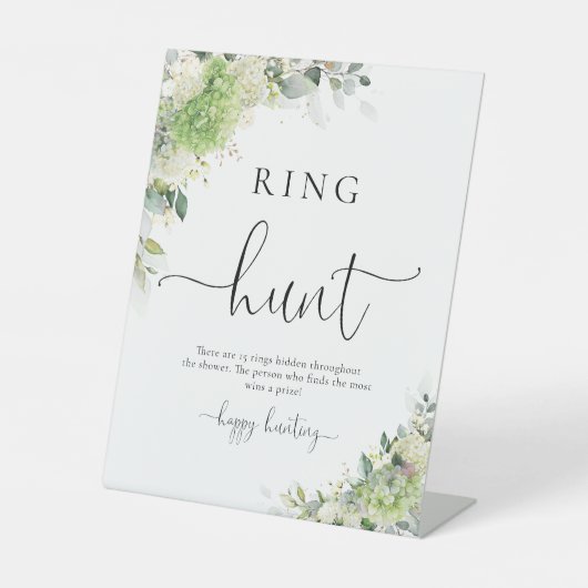 Elegantes Hydrangeen-Ring-Hunt-Schild Sockelschild (Vorderseite)