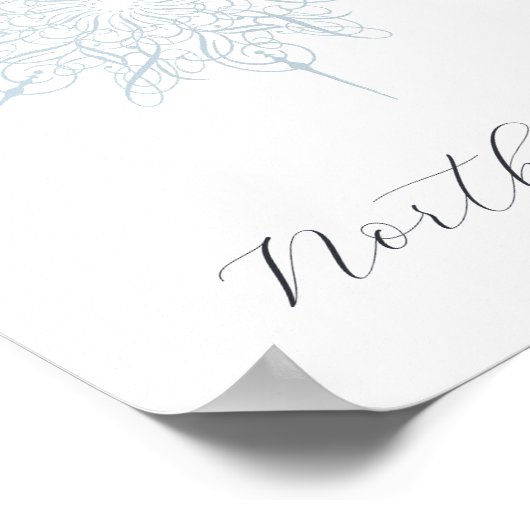 Elegantes Ice Blue Snowflake North Star Poster (Ecke)