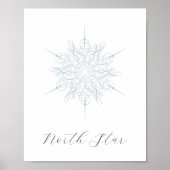 Elegantes Ice Blue Snowflake North Star Poster (Vorne)