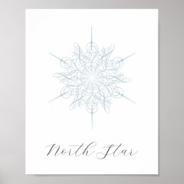 Elegantes Ice Blue Snowflake North Star Poster