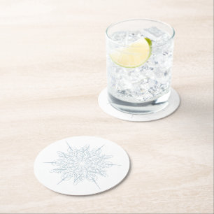 Elegantes Ice Blue Snowflake Weihnachten Party Runder Pappuntersetzer