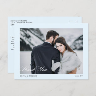 Elegantes Ice Blue Winter Wedding Foto Vielen Dank Postkarte
