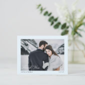 Elegantes Ice Blue Winter Wedding Foto Vielen Dank Postkarte (Stehend Vorderseite)