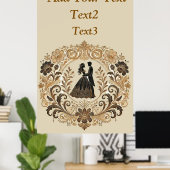 Elegantes Illustratives Hochzeitsdesign Poster (Heimbüro)