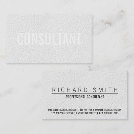 Elegantes Imitat aus weißem Leder schlicht berufli Visitenkarte (Vorne/Hinten)
