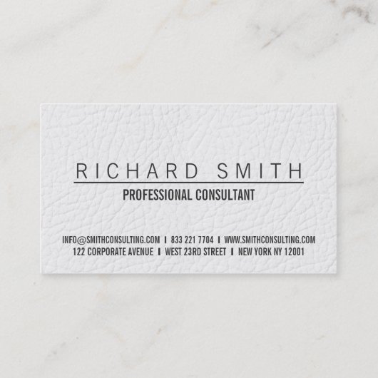 Elegantes Imitat aus weißem Leder schlicht berufli Visitenkarte (Rückseite)