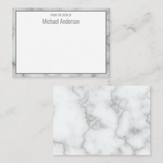 Elegantes Imitat aus weißem Marmor vom Schreibtisc Mitteilungskarte (Vorne/Hinten)