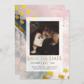 Elegantes Imitat Eigenes Foto Gold und Blush Save The Date (Vorne/Hinten)