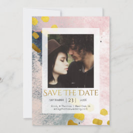 Elegantes Imitat Eigenes Foto Gold und Blush Save The Date
