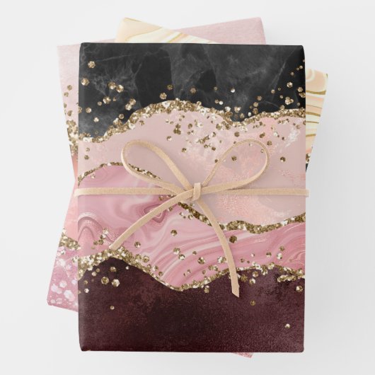 elegantes Imitat Glitzer-Agglomerationspapier Geschenkpapier Set (Beispiel)