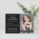 Elegantes Imitat-Glitzer-Foto-30. Einladung (Stehend Vorderseite)