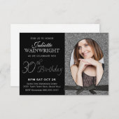 Elegantes Imitat-Glitzer-Foto-30. Einladung (Vorne/Hinten)