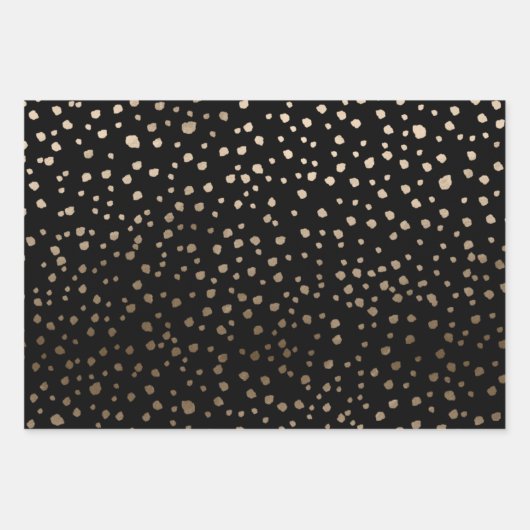 Elegantes Imitat Gold & Black Spot Muster Geschenkpapier Set (Vorderseite)