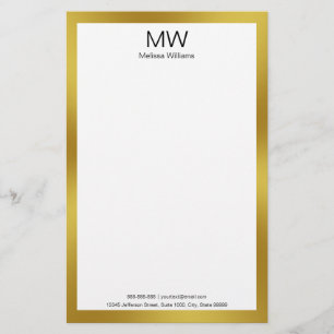 Elegantes Imitat Gold Border Monogram Business Briefpapier
