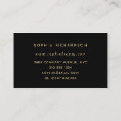 Elegantes Imitat-Gold botanisch auf Schwarzem Visitenkarte (Rückseite)