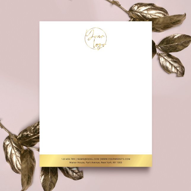 Elegantes Imitat Gold Company Logo Luxury Business Briefbogen (Impress with this faux gold business letterhead design with space for your logo at the top)