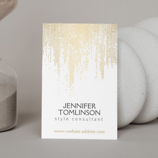 Elegantes Imitat Gold Confetti Dots Muster Visitenkarte