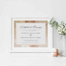 Elegantes Imitat Gold Ehezertifikat Poster