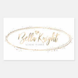 Elegantes Imitat Gold Foil Oval Confetti Firmenlog Rechteckiger Aufkleber